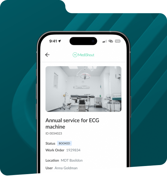 Mobile app screen — Annual exam for ECG machine